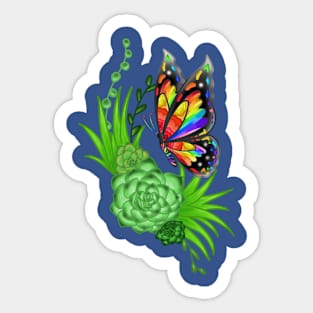 Rainbow Butterfly black white Sticker